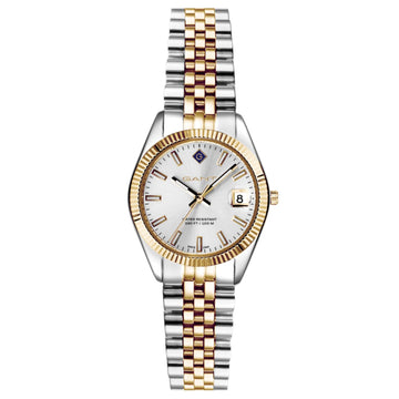 Ρολόι Gant Sussex Mini G181002 με δίχρωμο ασημί-χρυσό ατσάλινο μπρασελέ και άσπρο καντράν διαμέτρου 28mm.